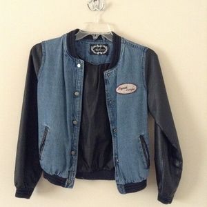 Ambiance Jean Jacket w/ Faux Leather Sleeves